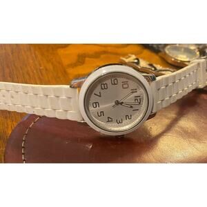 Women's 37mm silver Tone Xhiliration Watch, White Poly Band and Bezel